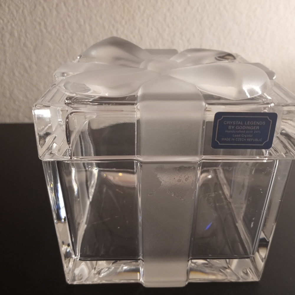 VTG Godinger Lead Crystal Box with Frosted Glass Bow